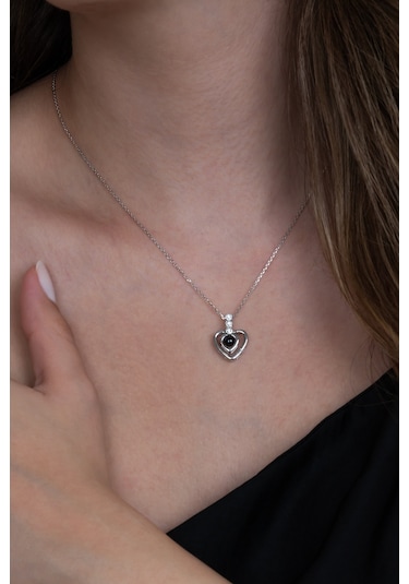 100 Dilde Seni Seviyorum Kalpli 925 Ayar Gümüş Kolye Wsn230