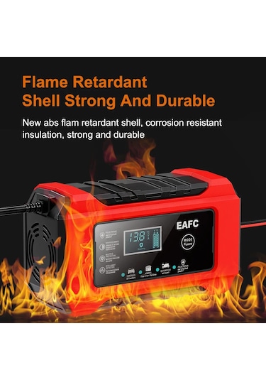 Araba Pil Şarj Cihazı 12v 6a Darbe Onarım Lcd Ekran Akıllı Hızlı Şarj Agm Derin Eu Plug