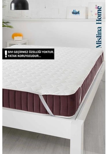 Mislina Home Kapitone Eko Ped 4 Köşe Lastik Tek - Çift Kişilik Bebek Yatak Koruyucu Beyaz
