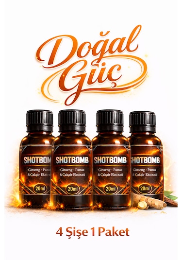 Shotbomb Ginseng Panax Çakşır Ekstratı Aktif Yaşam Takviyesi ''4x20ml''