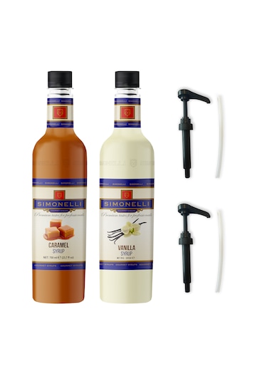 Simonelli Kahve Şurubu Karamel Aromalı + Vanilya Aromalı 2 x 700 ML
