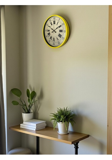Zentime 36 Cm Sarı Dekoratif Duvar Saati çok Renkli