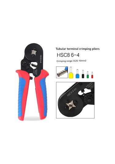 Aubyhe Hsc8 6-4a El Tipi Kutuplu İçme Aleti, Dörtgen Boru Terminali Presleme, 0.25-10m Kapasite, Kaymazsız Kırmızı-mavi Kollü, Ratchet Mekanizması