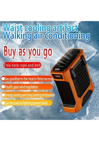 Xuweiwei Taşınabilir Bel Fanı 8000 Mah Büyük Kapasite Yeşil 4 Hız Seçeneği Boyun Ve Bel Kayışlı Şarjlı Masa Fanı Ev Ofis İçin