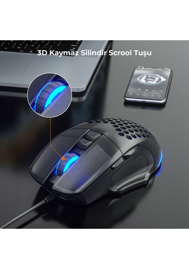 Lecoo MS107 Kablolu 3200DPI 7 Tuşlu RGB Gaming Optik Mouse