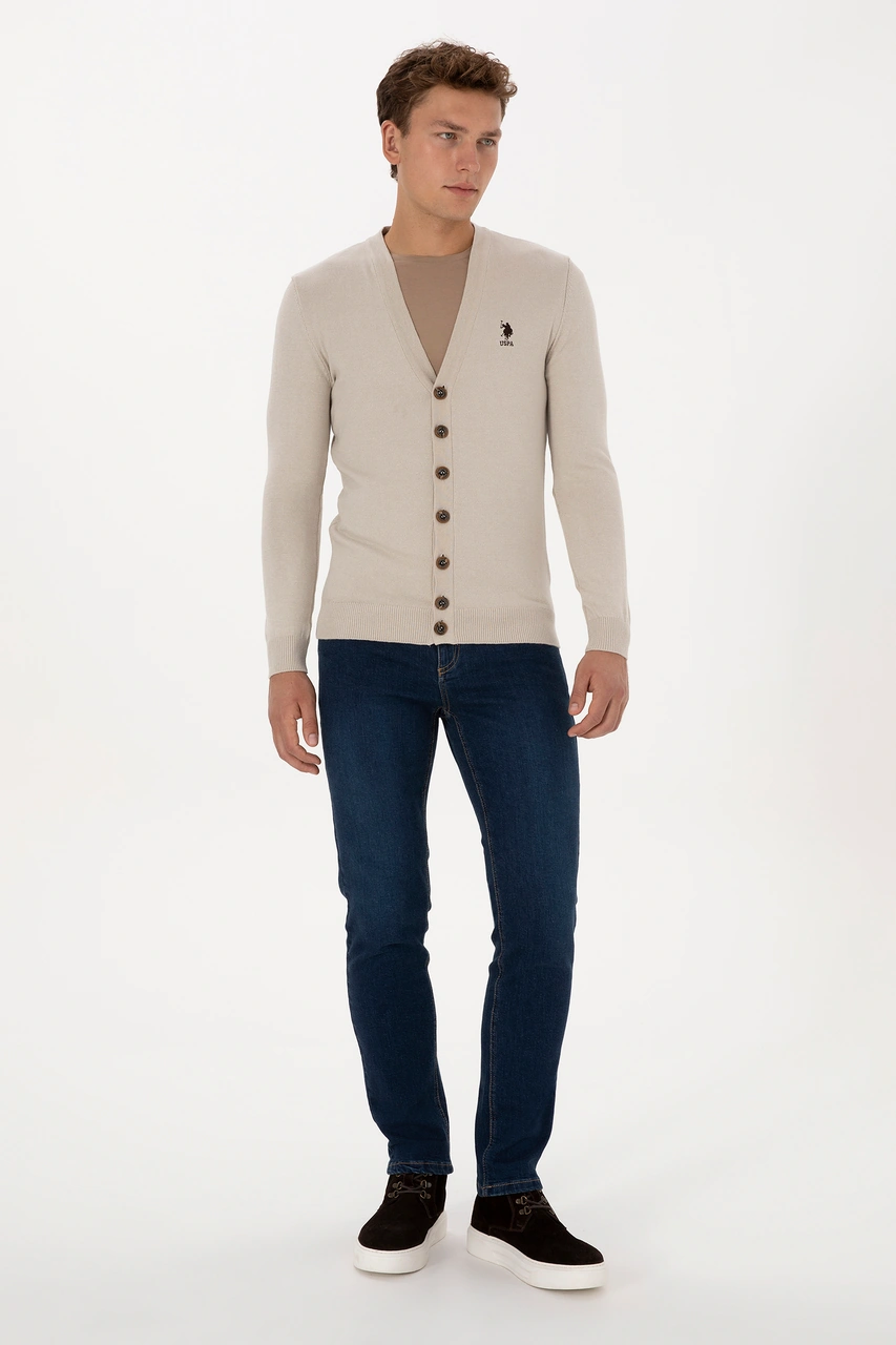 U.s. Polo Assn. Erkek Taş Melanj Hırka Triko 50313702-vr225 Tas Melanj