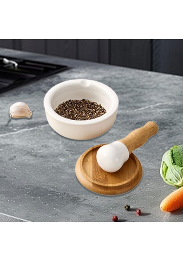 Homyl Pirinç Meyveleri Için Çömlekçilik Öğütme Kasesi Beyaz