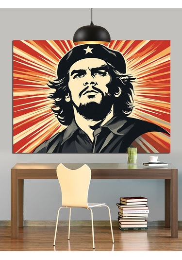 Che Guevara Siyah Portresi Dekoratif Kanvas - Mdf Ahşap Tablo