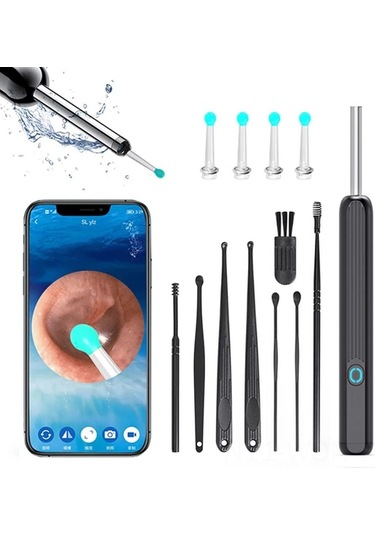 Neevoyu Semgears Kablosuz Akıllı Endoskop Seti - 6 Led Işıklı 3.6mm Uçlu 40 Dakika Kullanıma Dayanıklı Kulak Temizleyici Siyah