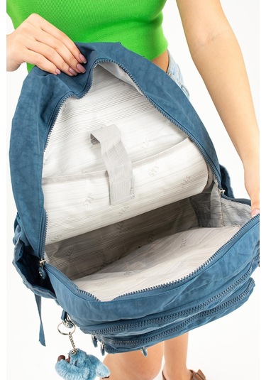 Ultra Hafif Çok Cepli Krinkıl Sırt Çantası Unisex Mavi Model: 571-3b - Mavi