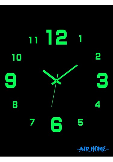 Aır Home Ev İçin Karanlıkta Parlayan Dekoratif Duvara Asılan Saat 440750533 Yeşil