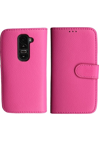 G2 Mini İle Uyumlu Yan Model Kartlıklı Deri Kılıf Pembe Renk