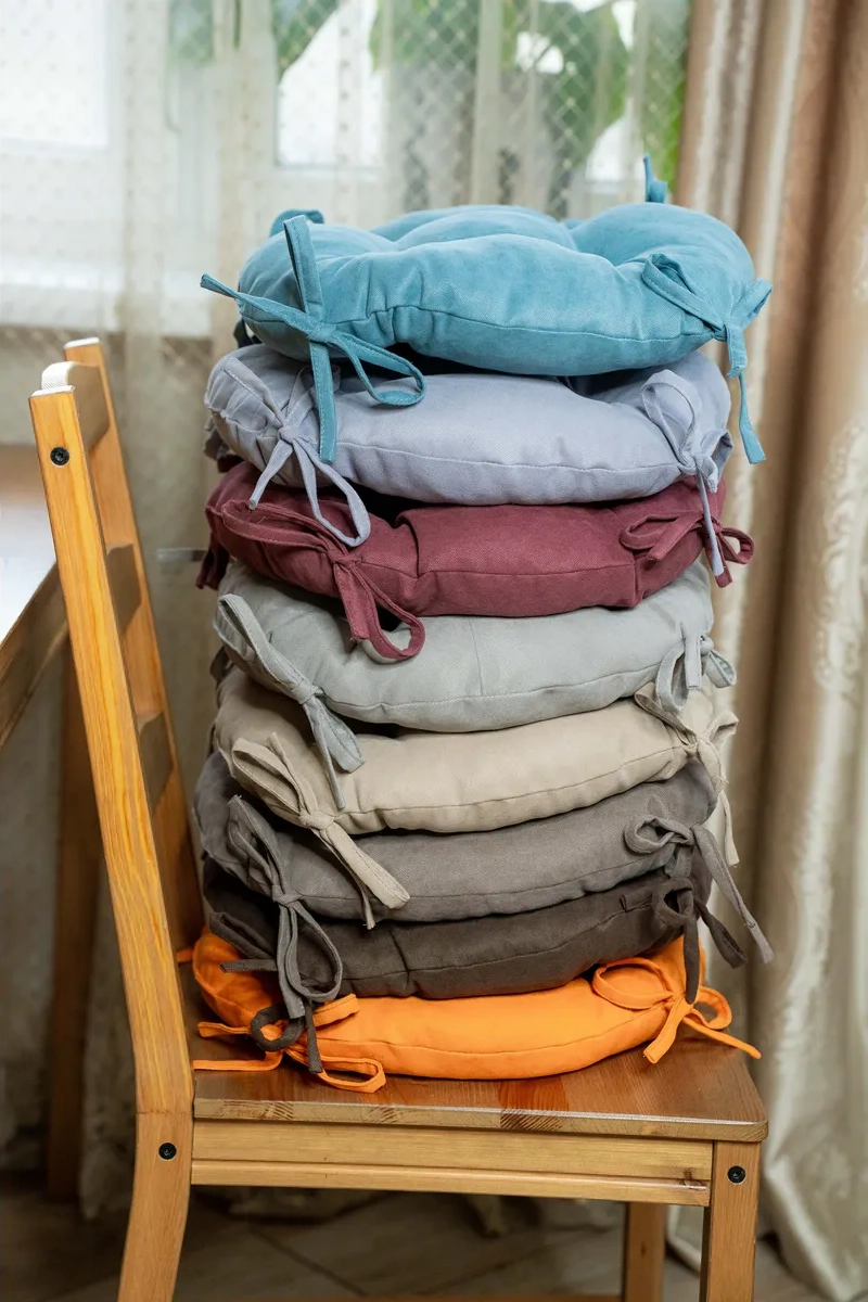 Slavica Sandalye Ve Tabure İçin Yuvarlak Yastık 35x35 Cm 2'li Set 190310402 Gri-kahverengi