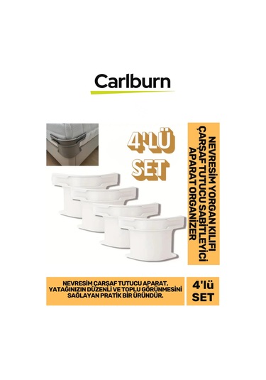 Özel Üretim Kaymaz Pratik Nevresim Yorgan Kılıfı Çarşaf Tutucu Sabitleyici Aparat Organizer 4'lü Set