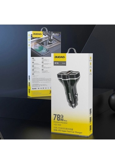 Dancemonkey Dudao R78 Pd Qc Hızlı Şarj Usb, Çift Tip-c Çakmak Şarj Cihazı