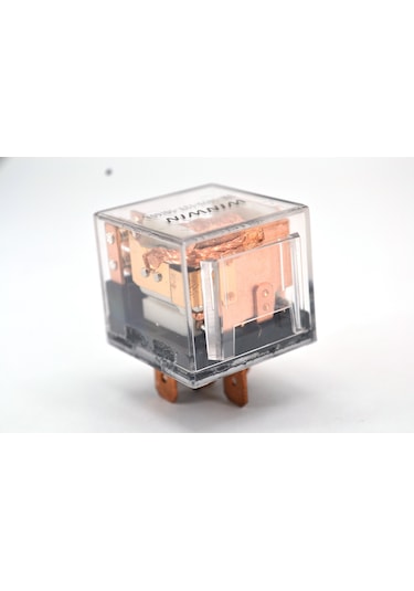 Şeffaf Mini Röle Kırmızı Ledli 12v 50/60a Çift Platin 5 Fişli Su