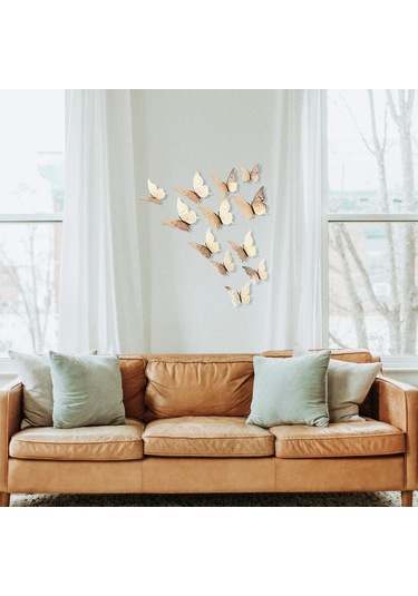 Maiyame Altın 3d Kelebek Duvar Sticker, Ev Dekorasyonu, Oturma Odası, Çocuk Odası, Dıy立体装饰贴, Parlak Kağıt Malzeme Altın