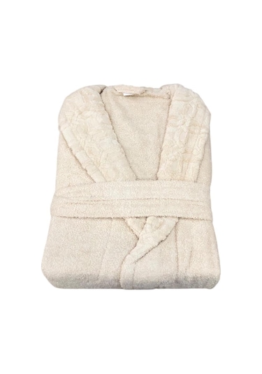 Royam Redline %100 Pamuklu Kısmi Kadife Tekli Bornoz Bej