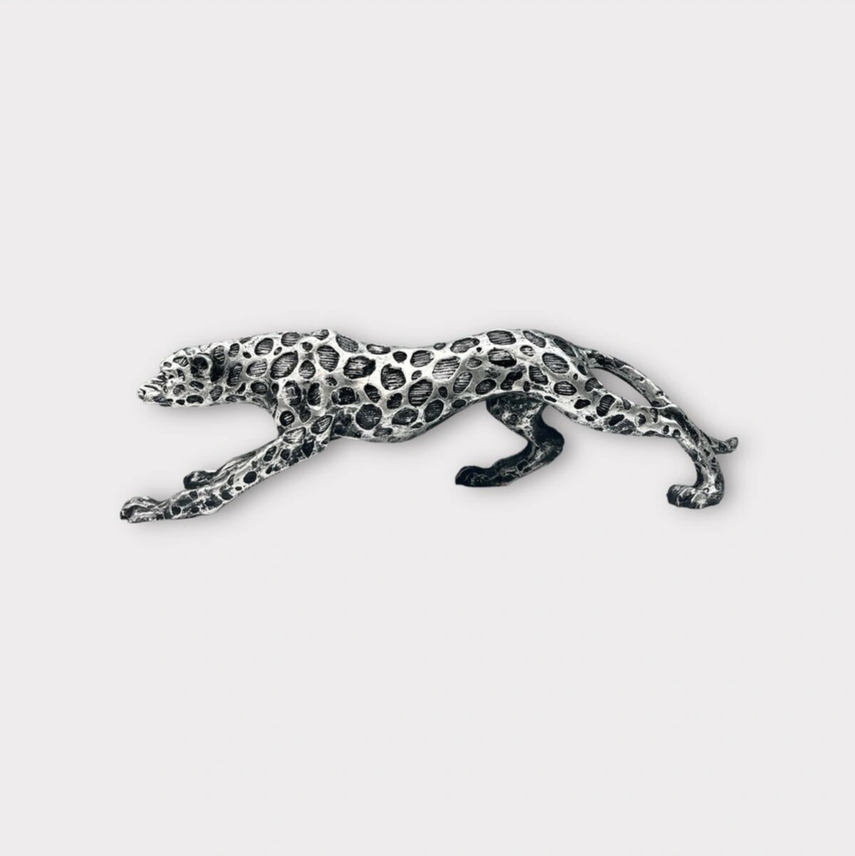 Dekoratif Polyester Leopar Biblo Gümüş Eskitme