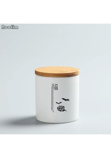 Novahub Bambu Kapaklı Seramik Çay Caddy Taşınabilir Seyahat Mühürlü Teneke Kutu Mutfak Depolama Şişe Baharat Gıda Kavanoz A Diğer