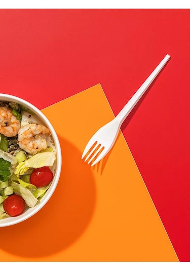 Komus Tek Kullanımlık, Plastik, 100 Adet, Beyaz Çatal 50512608 100 adet