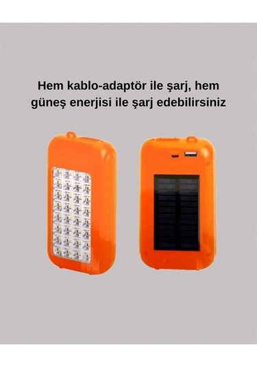 Güneş Paneli Destekli Powerbank Ve Led Işıldak 10000 Mah, Çift Usb, Outdoor Kullanım İçin Çok Renkli