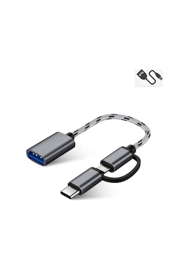 Usb To Type C Micro Usb Otg Kablo 2 İn 1 Yeni Nesil Bağlantı Tipleri Usb Data Şarj Çeviricisi