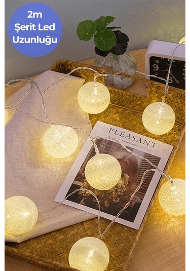 Technojet 10 Led Pilli Dekoratif Top Işık 2mt, 4 Cm Top Çap 2 Metre