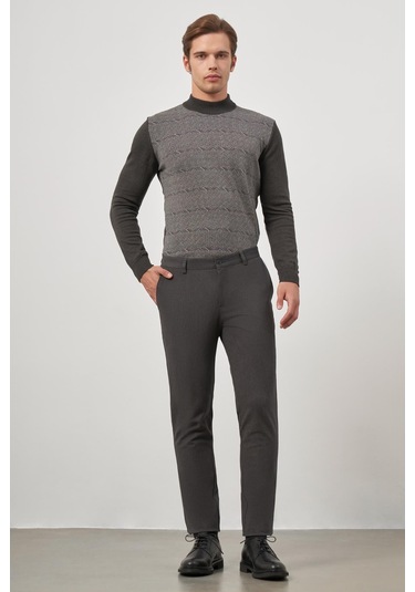 Koyu Antrasit Düz Gabardin Slim Fit Casual Pantolon 1003245102 Koyu Antrasit