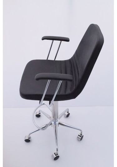 Rose Siyah Deri Tekerlekli Yüksek Bar Sandalyesi Çok Renkli