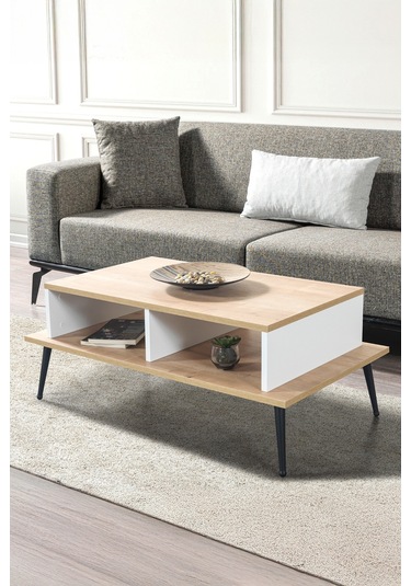 2011 Şile Metal Ayaklı Orta Sehpa , Salon Sehpası Beyaz - Safir Beyaz - Safir