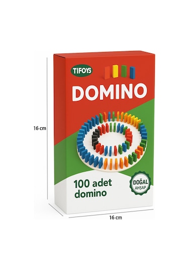 Ahşap Renkli Domino Seti 100 Parça Eğitici Zeka Oyunu