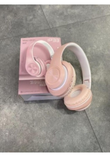 Pembe Macaron Set Bluetooth Kablosuz Stereo Kulaklık