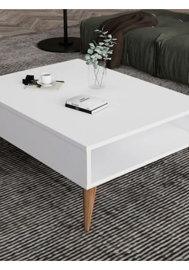 Orta Sehpa Masa Salon Sehpası Lüx Model 90x50x33 Beyaz
