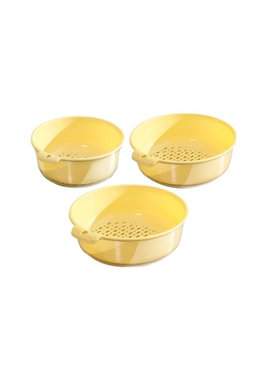 Homyl 3 Parça Sebze Yıkama Sepeti Ev Tezgahı Restoran İçin Pratik Sarı
