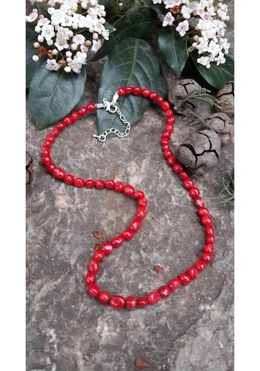 Stoneage Jewellery Kadın Kolye Kırmızı  Mercan Gümüş - Sedef