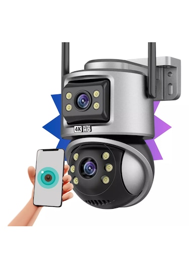 Ip Wıfı Kablosuz Kamera Dış Mekan Cctv Ptz Akıllı Ev Çift Lens