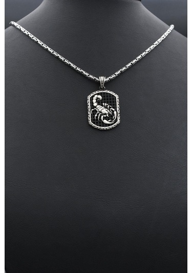 Akrep Figürlü 925 Ayar Gümüş Kolye Kral Zincir 2mm 902419 Gümüş