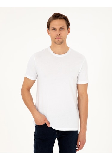 Pierre Cardin Erkek Beyaz Tişört Basic 50306980-vr013 Beyaz