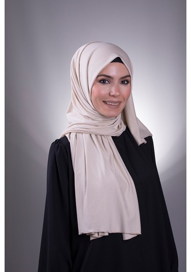 Bej Düz Klasik Şal Viskon Kumaş Likralı Penye 202101_12 Bej