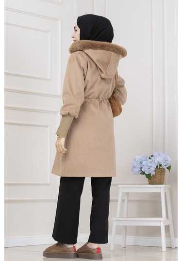 Beli İçten Tünelli Kapüşonlu Kap-camel-5556 Camel
