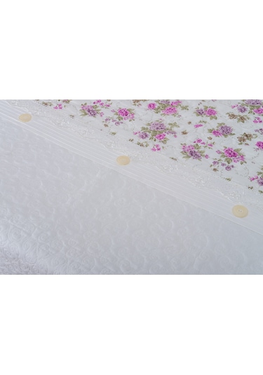 Finezza Gülfem Çiçek Baskılı Pembe Yatak Örtüsü Takımı Çift Kişilik 6 Parça-1464 Pembe