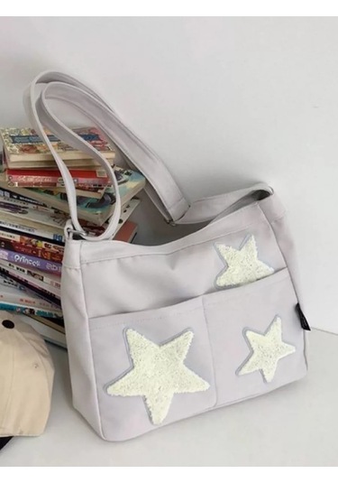 Vibe Kore Yıldızlı Y2k Tarzı Gençler İçin Okul Çantası 191280928 Beyaz