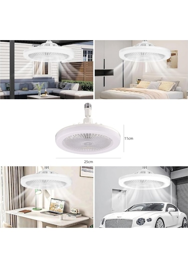 Buffer E27 Duylu 3 Farklı Işık Modlu Ve 3 Seviye Fan Güçlü Uzaktan Kumandalı, Sessiz Kullanımlı, Kolay Kurulumlu,led Işı