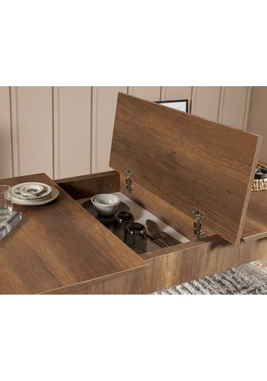 Elyse 4 Kişilik Açılır Yemek Masası Takımı Modern Ve Şık Tasarım Ceviz Beyaz