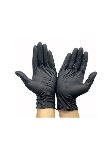 Suofeng "100 Adet Nitril Eldiven - Latex İçermez, Tozsuz, Dayanıklı, Yağa Ve Kimyasallara Dayanıklı" Siyah