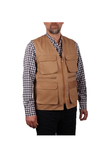 Çok Cepli Yazlık Taba Gabardin Yelek (Yiğit İş Elbiseleri) (430308039)