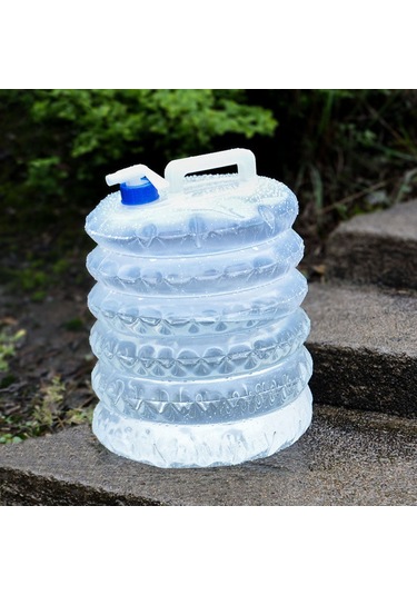 Xiyyadms 15l Taşınabilir Pe Katlanabilir Su Torbası, Kapaklı, Akış Kontrolü, Kamp-piknik-doğa Aktivitesi İçin Güvenilir Ve Yeniden Kullanılabilir Şeffaf