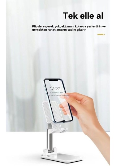 Pazly Katlanır Teleskopik Masaüstü Telefon Tutucu - Mavi 1 Adet 1 Adet