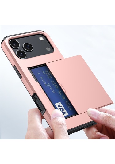 Snapbuy, İphone Uyumlu İçin Kredi Kartı Bölmesi Olan Cüzdan Kılıfı  İphone Uyumlu 16e Rose Gold